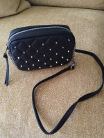 Black, Quilted, Studded Crossbody