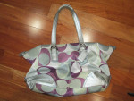 Coach Purple and Grey Nylon plus Silver Leather Trim Purst