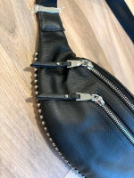 Studded Leather Belt Bag in Black