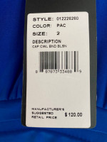 Adrianna Papell Cap Sleeve Cowl Cocktail Dress Blue Stretch NWT