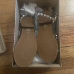 Steve Madden Travel Tan Leather Strappy Open Toe Embellished Sandals S