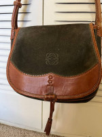LOEWE Green Suede & Tan Leather Pocketbook REDUCED