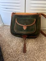 LOEWE Green Suede & Tan Leather Pocketbook REDUCED