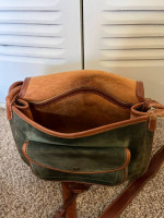 LOEWE Green Suede & Tan Leather Pocketbook REDUCED