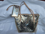 MICHAEL KORS GOLD METALLIC TOTE BAG WITH WALLET