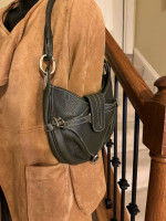 123-ATT Guia's Olive Green Textured Leather Buckle Shoulder Handbag Italian Made