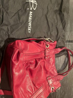 B Makowsky beautiful, red leather handbag