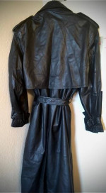 LEATHER, VINTAGE WALDEN DOUBLE BREASTED TRENCH COAT 46R - (REDUCED!)