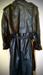 LEATHER, VINTAGE WALDEN DOUBLE BREASTED TRENCH COAT 46R - (REDUCED!)