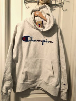 New! Champion Light grey reverse weave Hoodie Loose Large