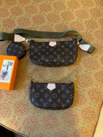 121-ATTT Three Piece Crossbody Monogram Multi Pochette Accessories Green Strap