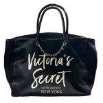 Victoria's Secret Black Canvas Tote Weekender Fifth Avenue New York
