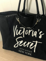 Victoria's Secret Black Canvas Tote Weekender Fifth Avenue New York