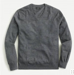 J.Crew Slim Washable 100% Merino Wool V-Neck Sweater Heather Gravel M