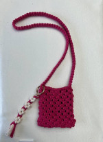 Handmade Macrame Cell Phone Purse with Key Chain