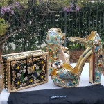 DOLCE GABBANA Runway Plexiglass Black Gold Floral Crystals Box purse