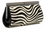 Trina Turk Clutch Handbag  LEATHER CALF HAIR * NEW * Black White Zebra