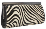 Trina Turk Clutch Handbag  LEATHER CALF HAIR * NEW * Black White Zebra