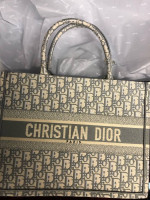 Gray CD Christian Dior Book Tote Bag Purse Women