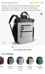 Sherpani Soleil, Anti Theft Convertible Backpack, Laptop Backpack, Travel Backpa