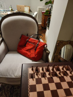 Very nice Long Champ red handbag with brownish handles