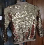 Girl's Gold SEQUIN Lightweight Lined JACKET Full Front Zip - Sz 7-8