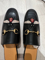 Gucci Horsebit Bee Leather Mules - Men Black 8.5 IT