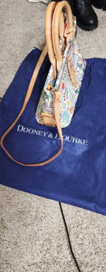 Dooney and Bourke Doodle I Love Shopping Tassel Tote Purse