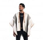 New-Unisex Wool w/Leather Poncho by Colombian Designer Mario Hernandez