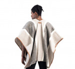 New-Unisex Wool w/Leather Poncho by Colombian Designer Mario Hernandez