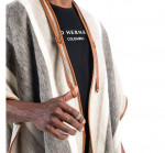 New-Unisex Wool w/Leather Poncho by Colombian Designer Mario Hernandez