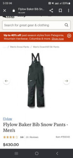 Flylow Male Baker Bib,Black, XXL, Reg Inseam Ski Bibs