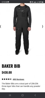 Flylow Male Baker Bib,Black, XXL, Reg Inseam Ski Bibs