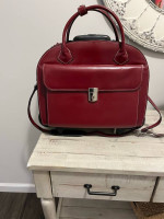 McKlein Leather Rolling Travel Bag/Briefcase Deep Red