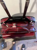 McKlein Leather Rolling Travel Bag/Briefcase Deep Red