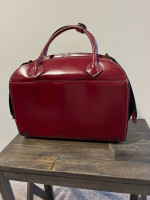 McKlein Leather Rolling Travel Bag/Briefcase Deep Red