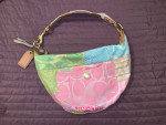 COACH pastel multi color PATCHWORK  hobo shoulder bag purse 90’s era