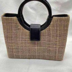 Classic Straw Handbag Black Accents Handles, Complements Espadrilles