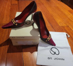 ST. JOHN Fuchsia Magenta Snakeskin Leather 3” Heels Pumps 6.5 B