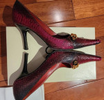 ST. JOHN Fuchsia Magenta Snakeskin Leather 3” Heels Pumps 6.5 B