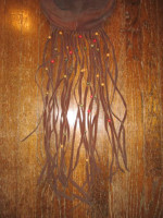 Vintage 1970's Leather Wood Bead Fringed Hippie Purse