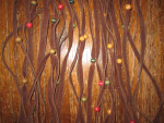 Vintage 1970's Leather Wood Bead Fringed Hippie Purse