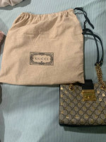 New GUCCI Padlock GG Supreme Bees Print Small Shoulder Bag