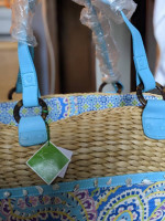 Vera Bradley Purse Capri Blue Pattern Straw Tote Beach Bag - New