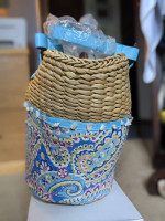 Vera Bradley Purse Capri Blue Pattern Straw Tote Beach Bag - New