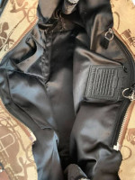 Coach Signature Tan/Black Horse Carriage Shoulder Handbag/Purse