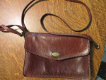 Vintage "The Bridge" leather cross-body purse, handy size, nice cond.