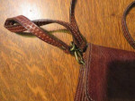 Vintage "The Bridge" leather cross-body purse, handy size, nice cond.