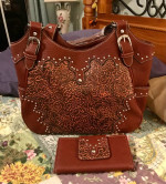 Rusty Brown Faux Leather Handbag & Wallet