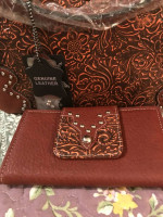 Rusty Brown Faux Leather Handbag & Wallet